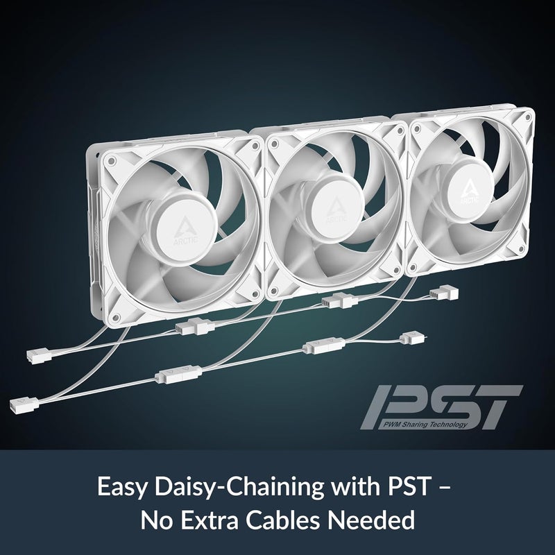 Arctic P12 برو A-RGB (أبيض) - مروحة قوية متميزة، مروحة 120 مم PWM مع موصل Y، 600-3000 دورة في الدقيقة، 0 دورة في الدقيقة <5% PWM، 5V RGB رقمي، تحمل ديناميكي سائل، 4 دبابيس - أبيض - Image 5